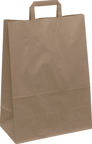 PAPIEREN DRAAGTAS PLAT HANDVAT 32x16x44 cm BRUIN KRAFT  incl SUP - en afvalbeheersbijdrage