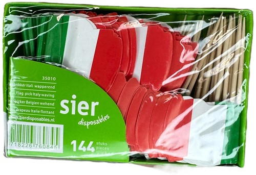 COCKTAILPRIKKER 65 mm VLAG  ITALIE  wapperend (krimp a 5 ds a 144 st)
