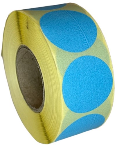 ETIKET BLAUW BLANCO ROND 35 mm  rol  FSC Mix Credit