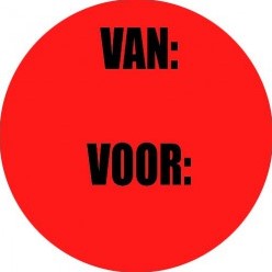 ETIKET VAN / VOOR  rond 35 mm ORANJE  op rol