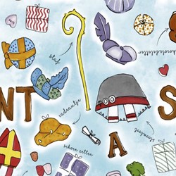 SINT cadeau inpak papier Dessin Sint EZ 50 cm breed rol a 200 meter