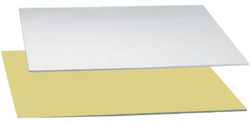 KARTONS zalm 170 x 300 mm afgeronde hoeken goud / zilver 1045 gr/m2 