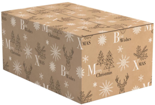 KERSTPAKKETDOOS BEST WISHES 390x290x175mm 992C175  op = op