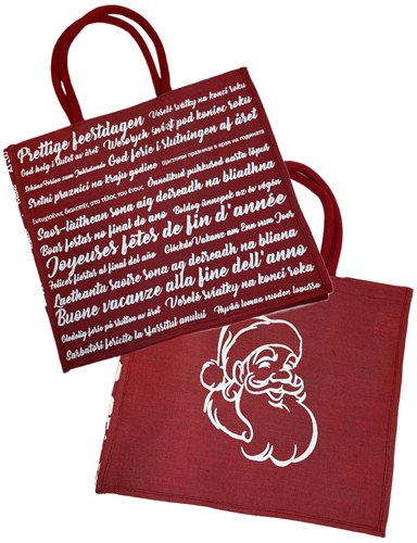 KERSTTAS SHOPPER Jute draagtas 46x23x40 cm  Prettige feestdagen -3