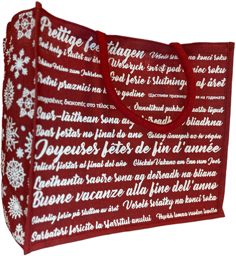 KERSTTAS SHOPPER Jute draagtas 46x23x40 cm  Prettige feestdagen -2