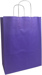 DRAAGTAS PAPIER KOORD 26x12x35 cm PAARS KRAFT GESTREEPT